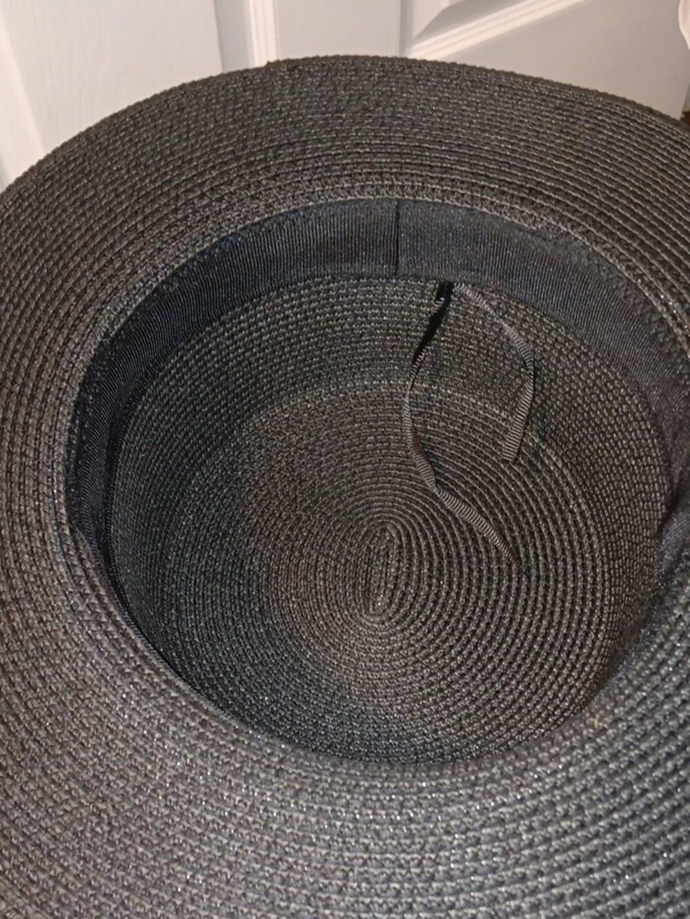 Black Straw Sun Hat with Zebra Band
